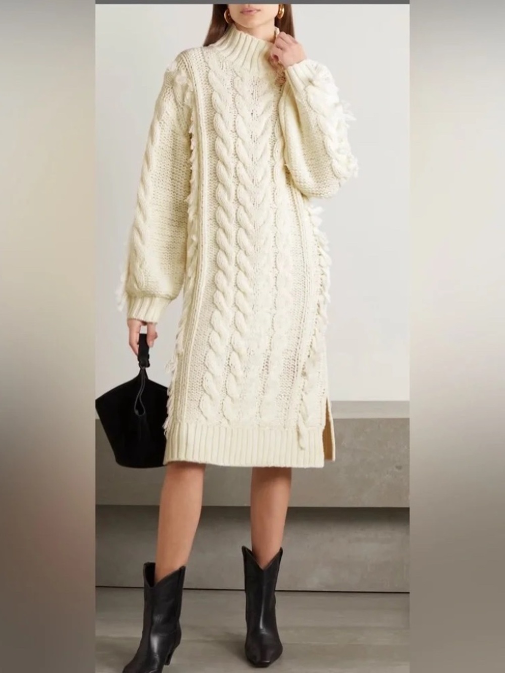 Farm Rio Cable Knit Midi Sweater Dress Women's Size M Like NEW